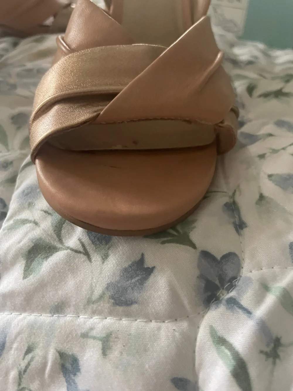 Seychelles Nude and Gold Block Heel Sandals